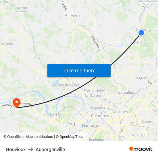 Gouvieux to Aubergenville map