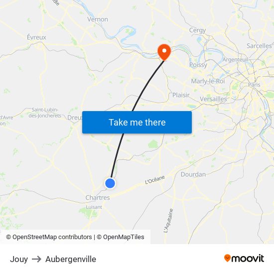 Jouy to Aubergenville map