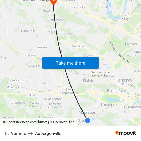 La Verriere to Aubergenville map