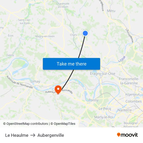 Le Heaulme to Aubergenville map