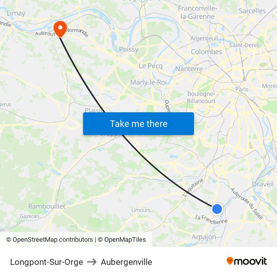 Longpont-Sur-Orge to Aubergenville map
