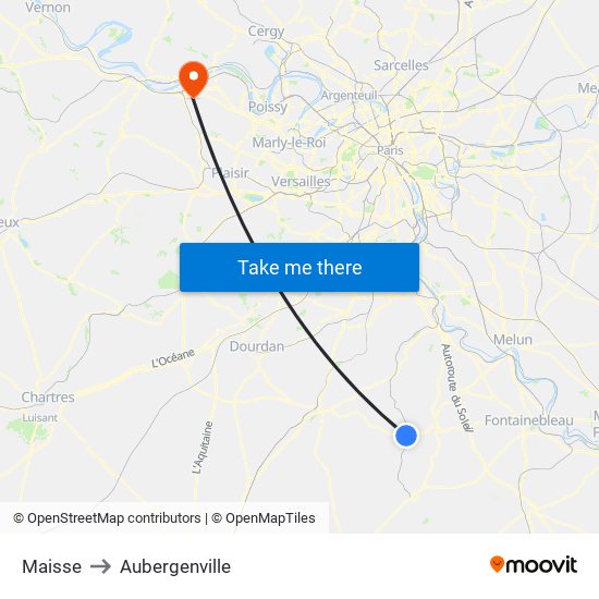 Maisse to Aubergenville map