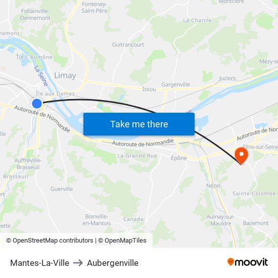 Mantes-La-Ville to Aubergenville map