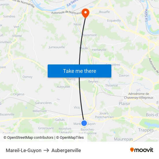 Mareil-Le-Guyon to Aubergenville map