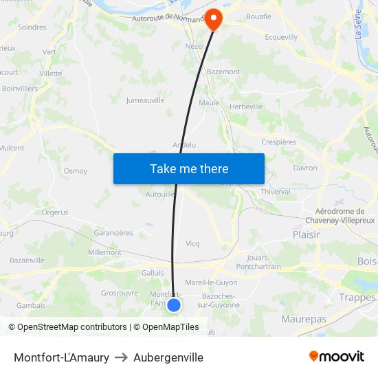 Montfort-L'Amaury to Aubergenville map