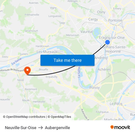 Neuville-Sur-Oise to Aubergenville map