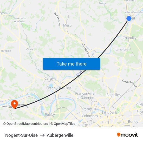 Nogent-Sur-Oise to Aubergenville map
