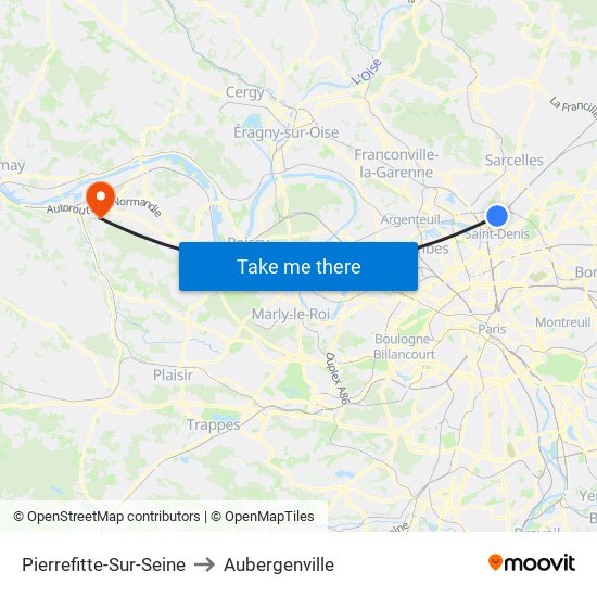 Pierrefitte-Sur-Seine to Aubergenville map