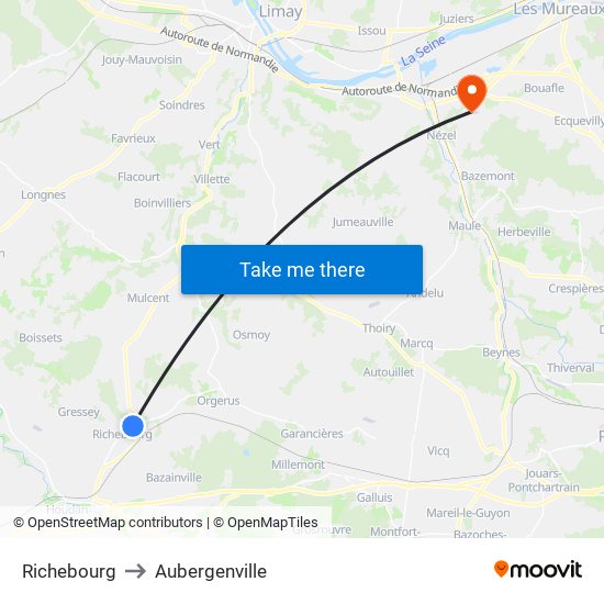 Richebourg to Aubergenville map