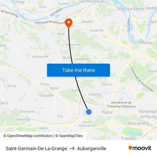 Saint-Germain-De-La-Grange to Aubergenville map