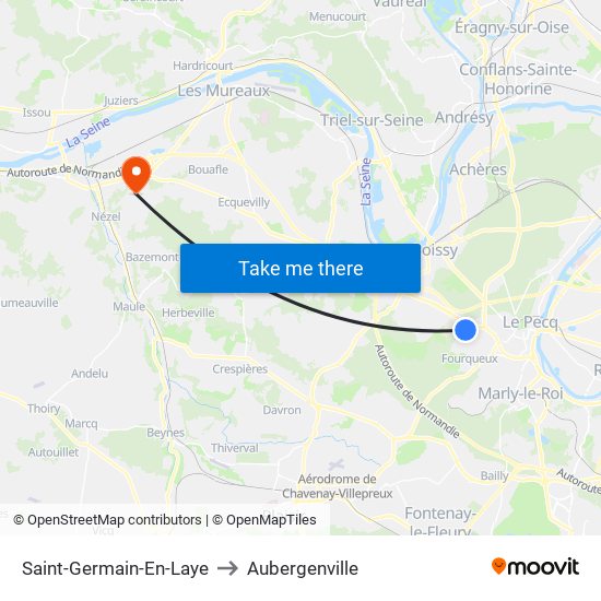 Saint-Germain-En-Laye to Aubergenville map