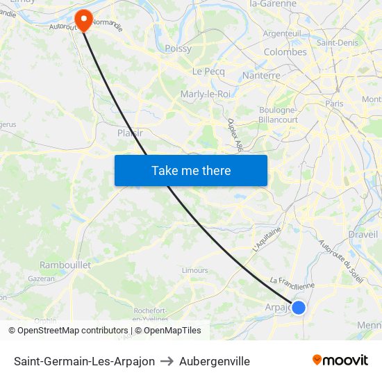 Saint-Germain-Les-Arpajon to Aubergenville map