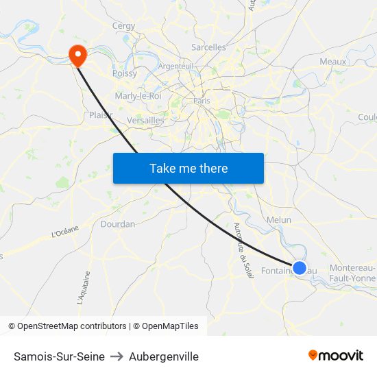 Samois-Sur-Seine to Aubergenville map