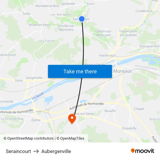 Seraincourt to Aubergenville map