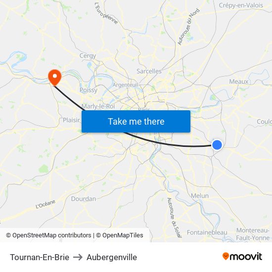 Tournan-En-Brie to Aubergenville map