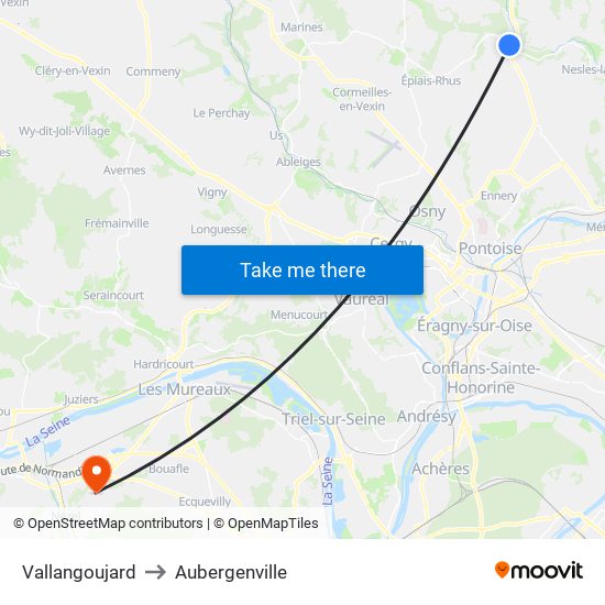 Vallangoujard to Aubergenville map