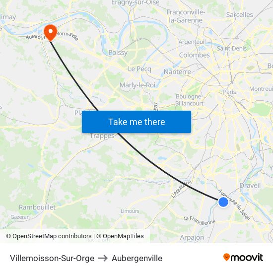 Villemoisson-Sur-Orge to Aubergenville map