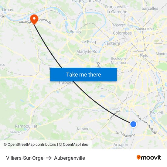 Villiers-Sur-Orge to Aubergenville map