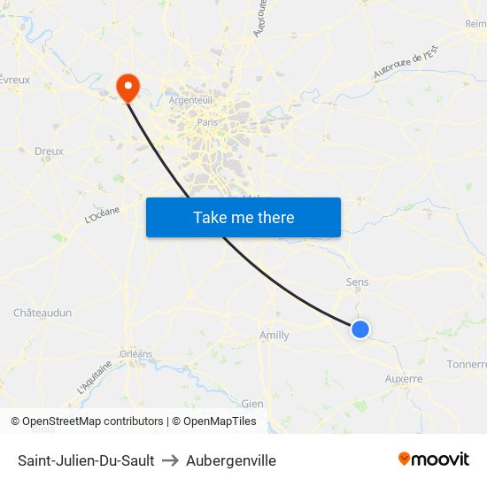 Saint-Julien-Du-Sault to Aubergenville map