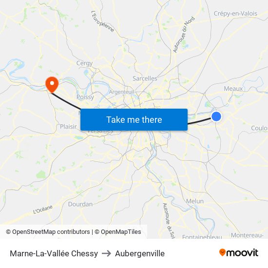 Marne-La-Vallée Chessy to Aubergenville map