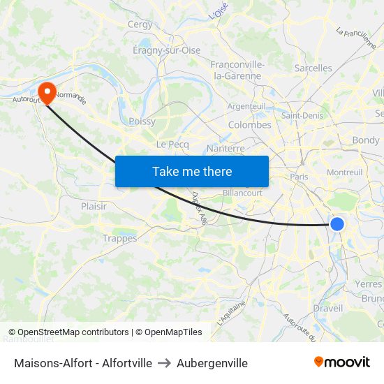 Maisons-Alfort - Alfortville to Aubergenville map