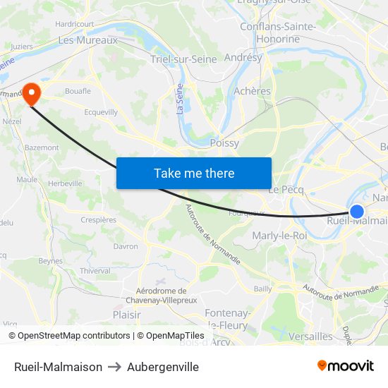 Rueil-Malmaison to Aubergenville map