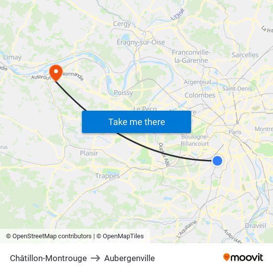Châtillon-Montrouge to Aubergenville map