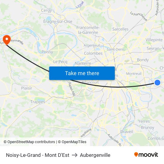 Noisy-Le-Grand - Mont D'Est to Aubergenville map