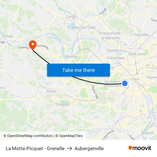 La Motte-Picquet - Grenelle to Aubergenville map