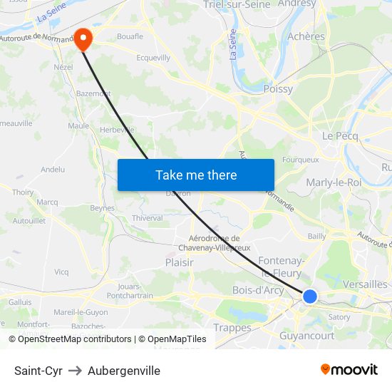 Saint-Cyr to Aubergenville map