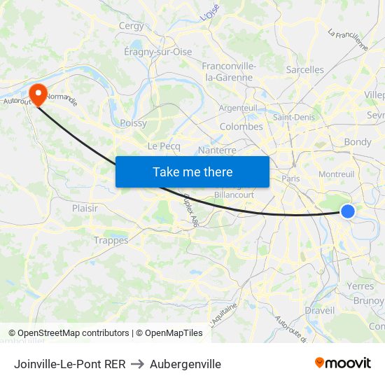 Joinville-Le-Pont RER to Aubergenville map