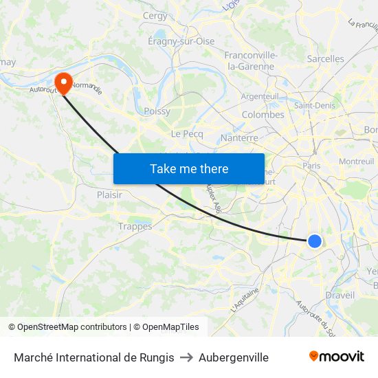 Marché International de Rungis to Aubergenville map