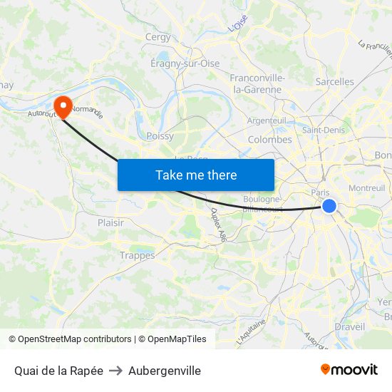 Quai de la Rapée to Aubergenville map