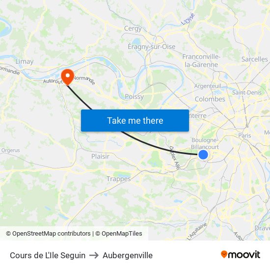 Cours de L'Ile Seguin to Aubergenville map