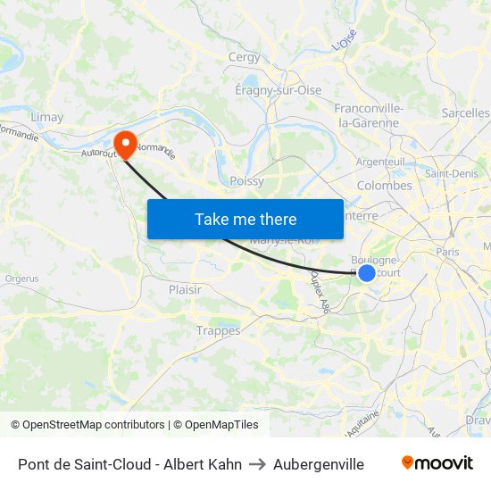 Pont de Saint-Cloud - Albert Kahn to Aubergenville map