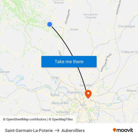 Saint-Germain-La-Poterie to Aubervilliers map