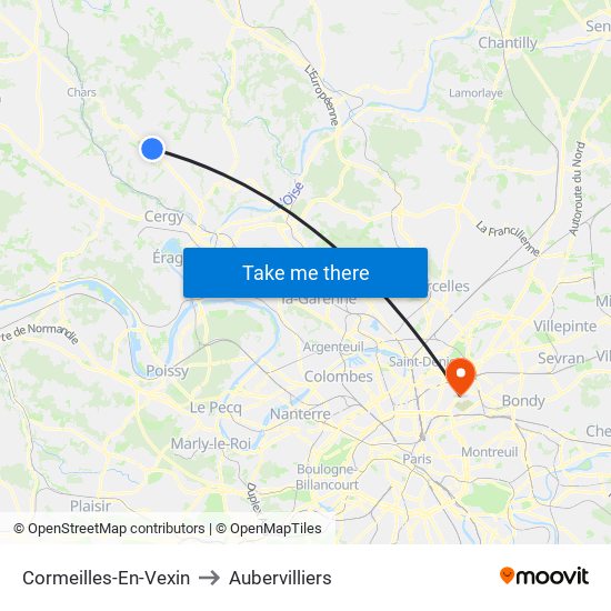Cormeilles-En-Vexin to Aubervilliers map