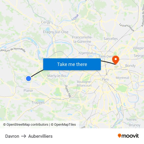 Davron to Aubervilliers map