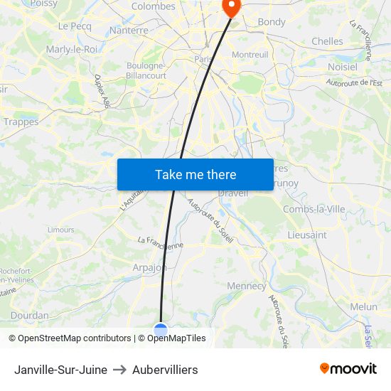 Janville-Sur-Juine to Aubervilliers map