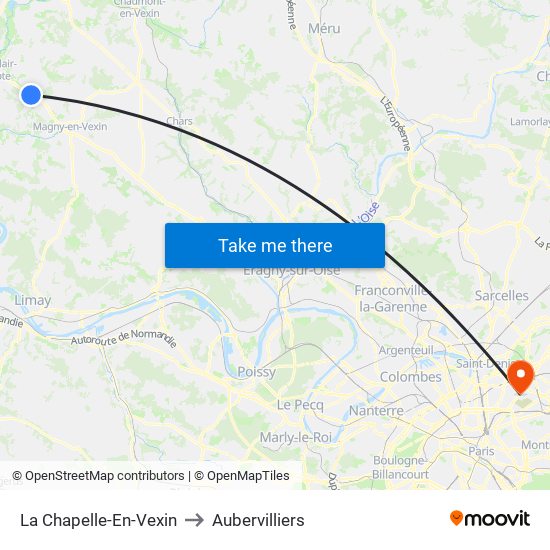La Chapelle-En-Vexin to Aubervilliers map