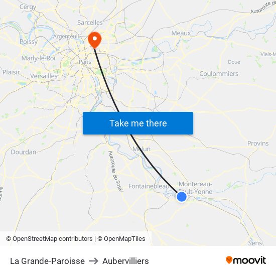 La Grande-Paroisse to Aubervilliers map