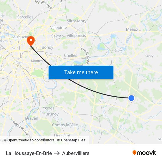 La Houssaye-En-Brie to Aubervilliers map