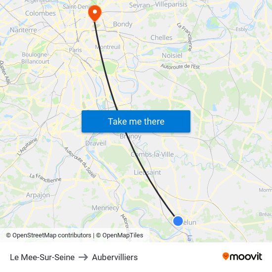 Le Mee-Sur-Seine to Aubervilliers map