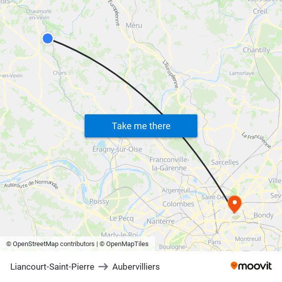 Liancourt-Saint-Pierre to Aubervilliers map