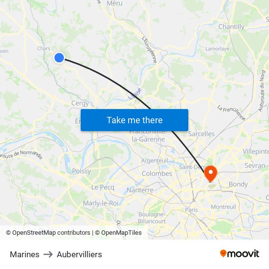 Marines to Aubervilliers map