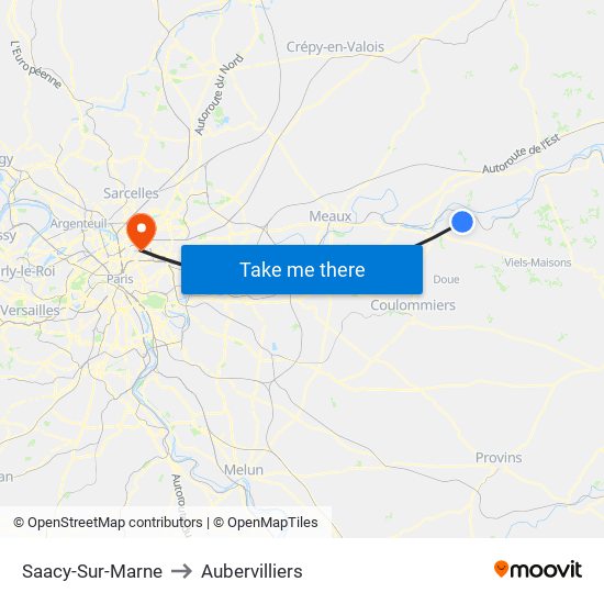 Saacy-Sur-Marne to Aubervilliers map