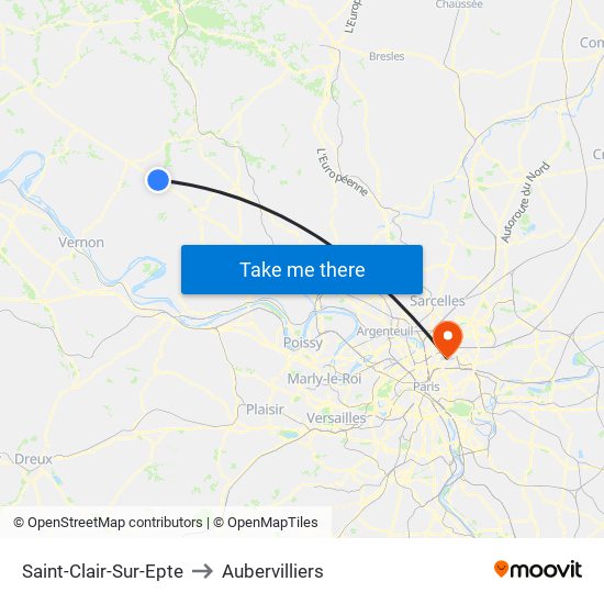 Saint-Clair-Sur-Epte to Aubervilliers map