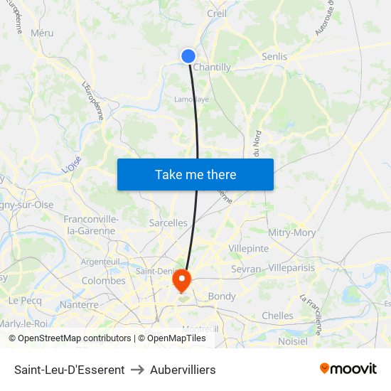 Saint-Leu-D'Esserent to Aubervilliers map