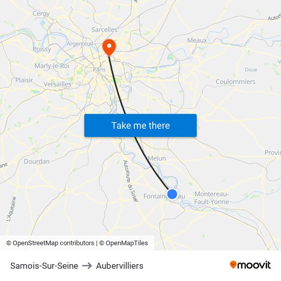 Samois-Sur-Seine to Aubervilliers map