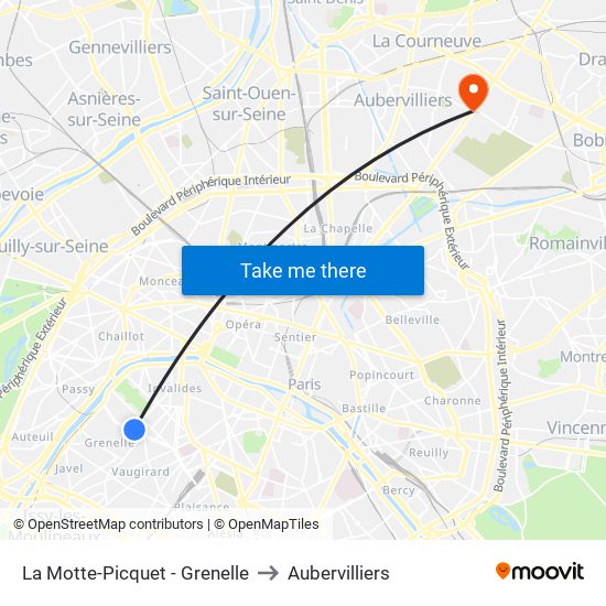 La Motte-Picquet - Grenelle to Aubervilliers map